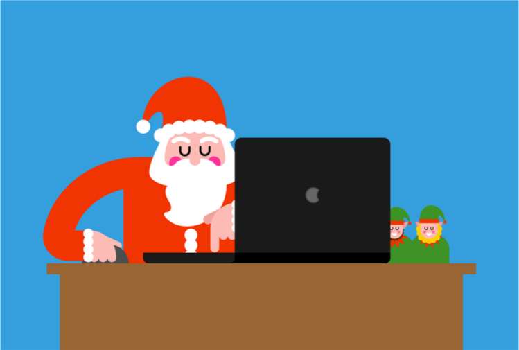 Santa with laptop